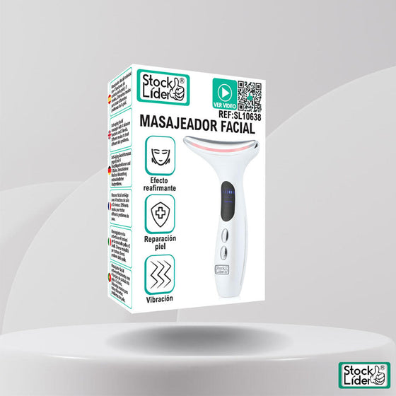 Masajeador facial con luz LED y vibración