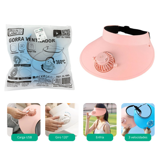 Gorra ventilador recargable USB