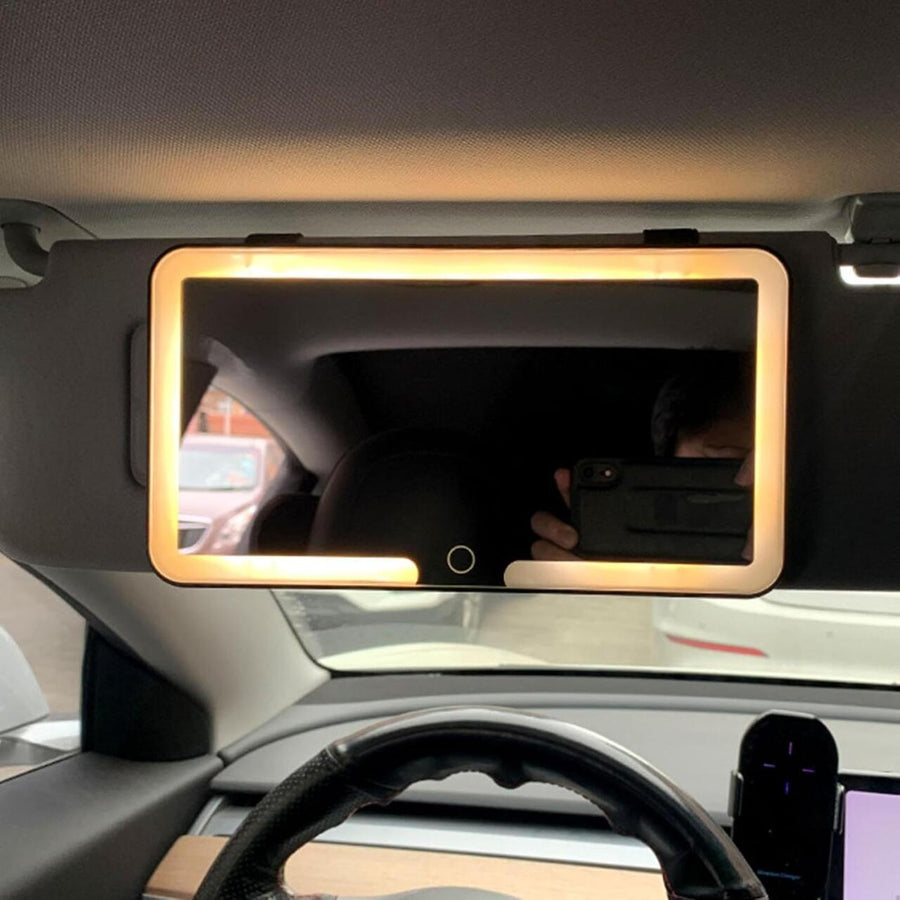 Espejo LED recargable para coche