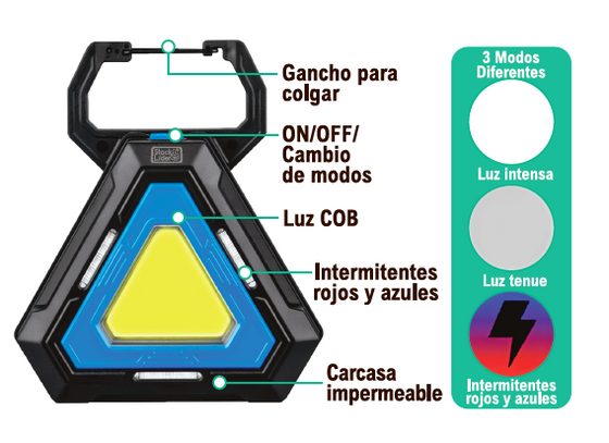 Lámpara triangular LED COB portátil