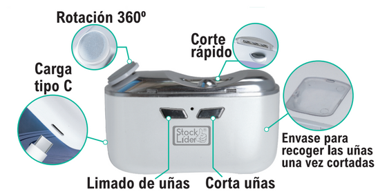 Corta uñas eléctrico con pulidor USB