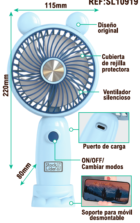 Ventilador portátil plegable USB