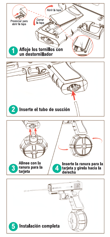 Pistola de agua con batería recargable