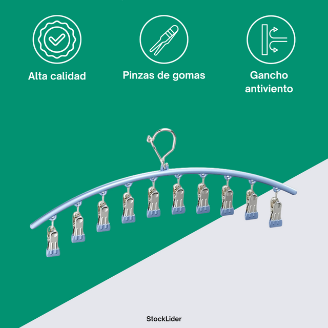 Percha con pinzas para ropa delicada
