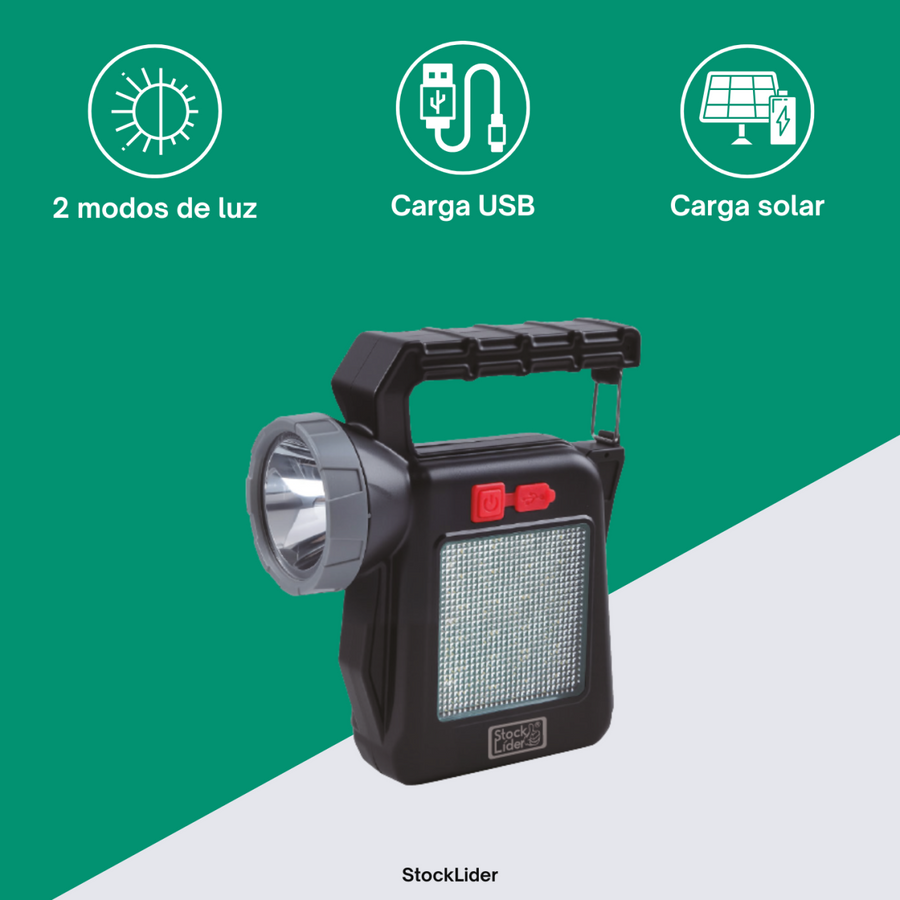 Lámpara solar portátil recargable USB-C