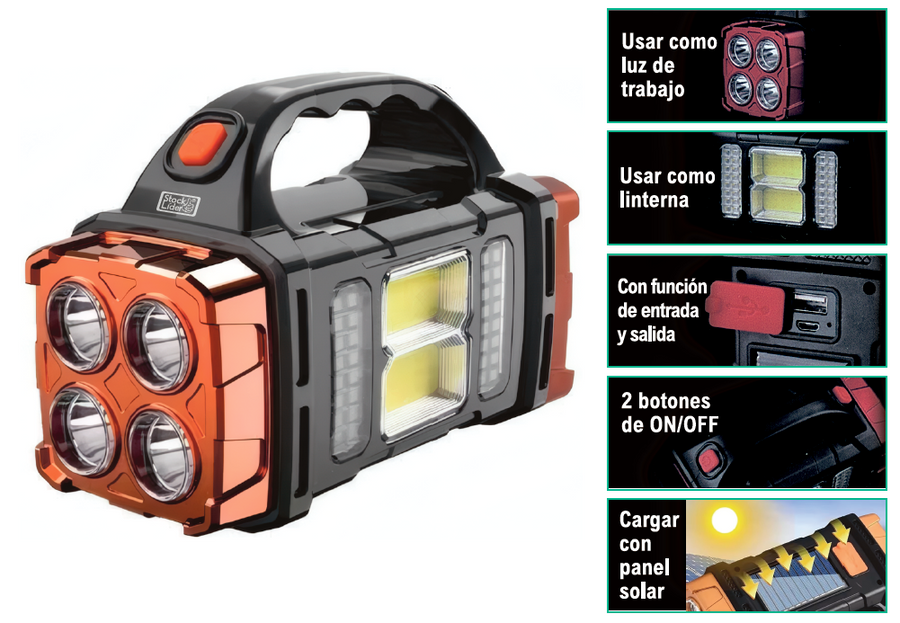 Lámpara solar portátil multifunción LED