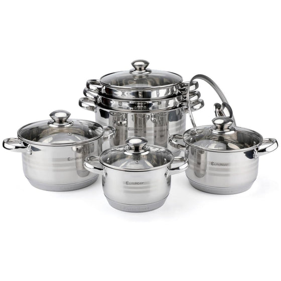 Batería de cocina acero inoxidable 12 piezas