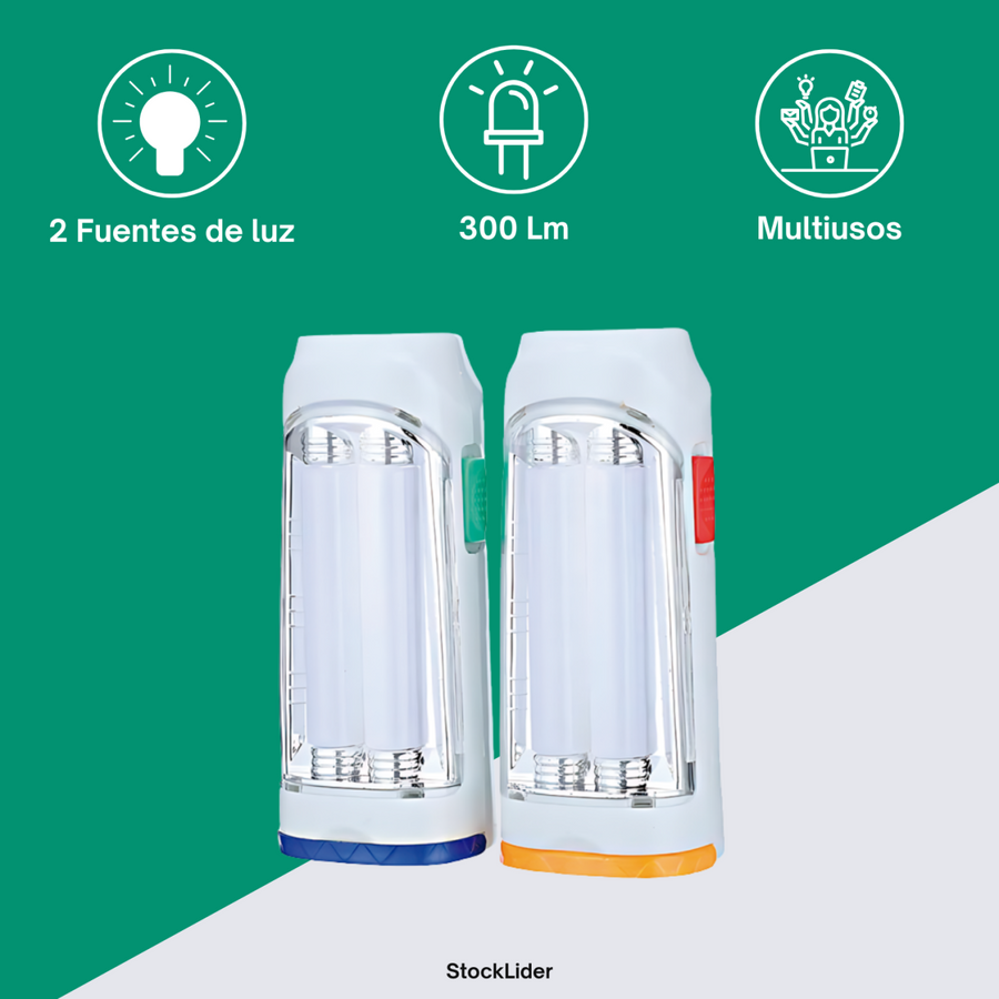 Linterna LED doble 5W 300Lm portátil