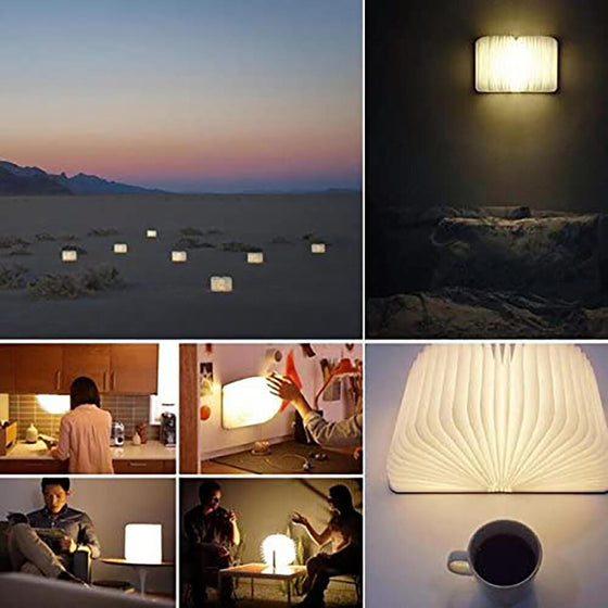 Lámpara Libro Plegable de Madera LED