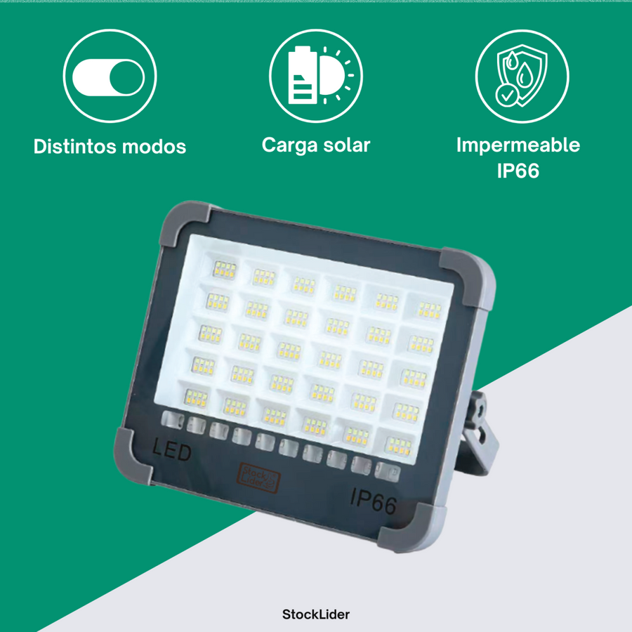 Foco LED solar portátil y recargable
