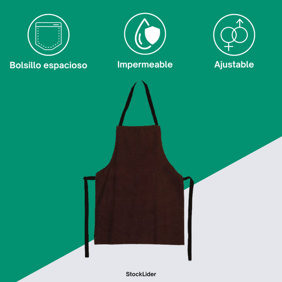 Delantal de lunares ajustable y con bolsillo