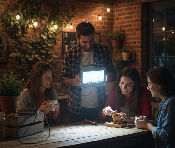 Foco LED solar portátil y recargable