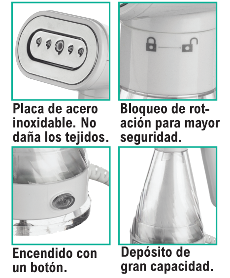 Plancha de vapor compacta para arrugas