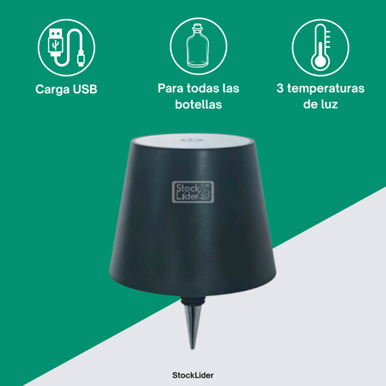 Lámpara para botellas recargable táctil