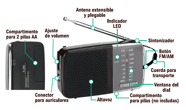 Radio AM FM portátil compacta