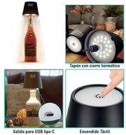 Lámpara para botellas recargable táctil