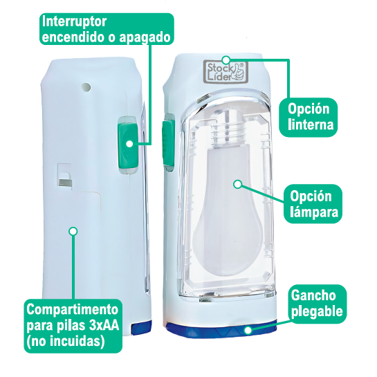 Linterna LED doble 5W 300lm portátil