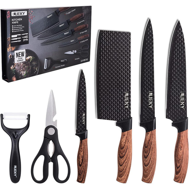 juego de cuchillos cocina 6 piezas negro