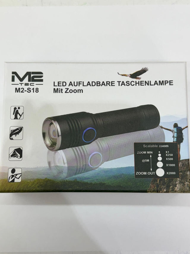 Linterna recargable USB M2-S18 con zoom