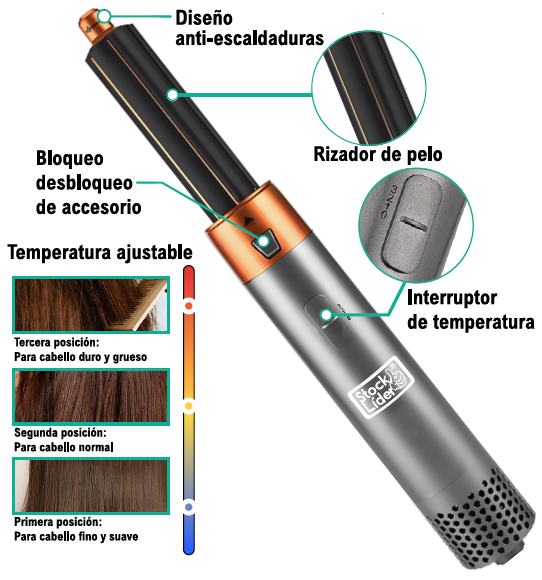 Cepillo secador 5 en 1 para peinar fácil