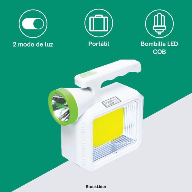 Lámpara y linterna LED portátil COB