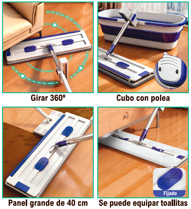 Mopa con cubo plegable para limpiar fácil