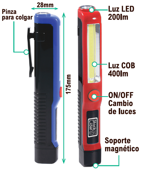 Mini linterna LED COB compacta y magnética