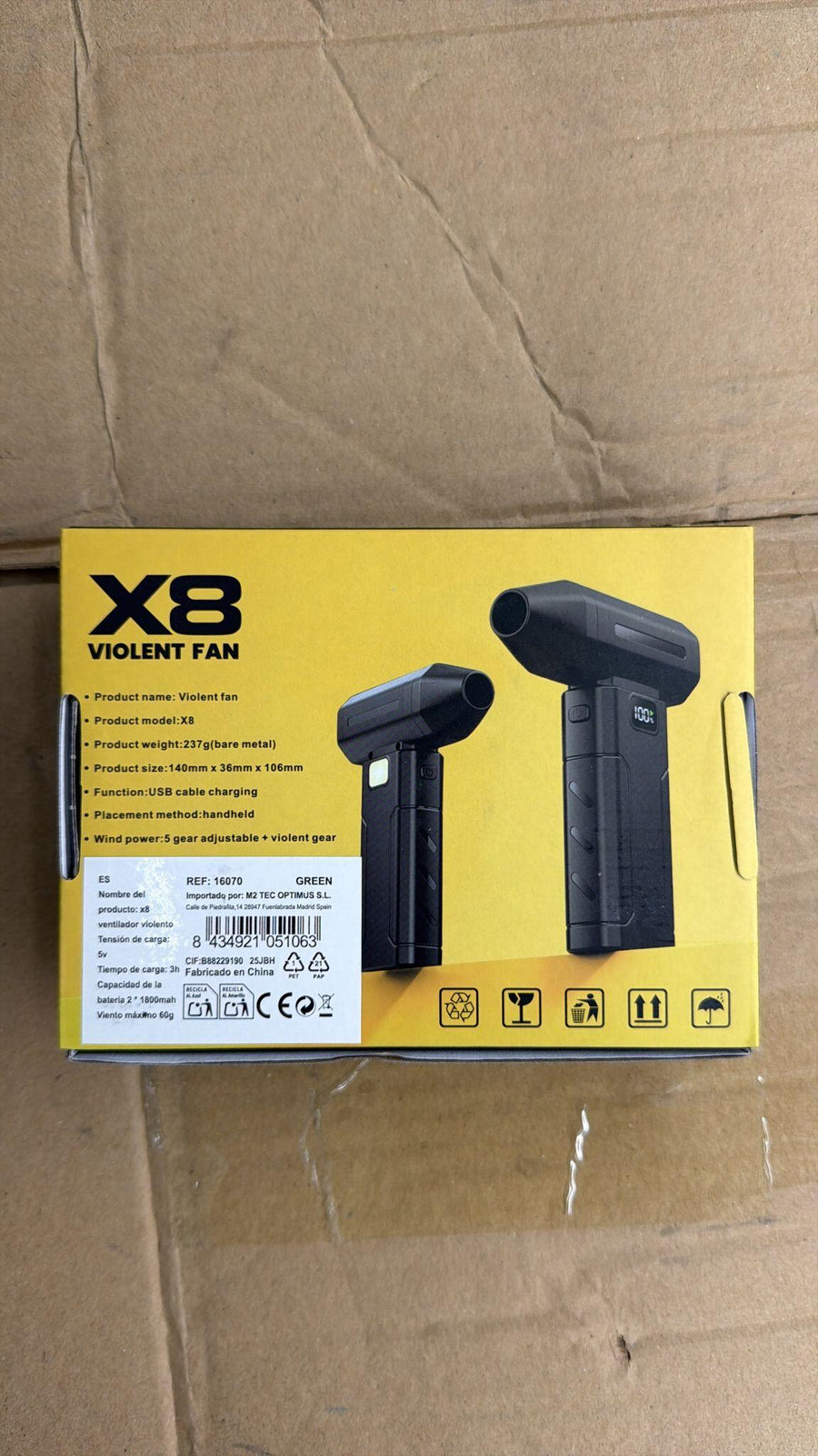 Ventilador de mano potente USB X8