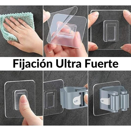 Porta escoba adhesivo antideslizante