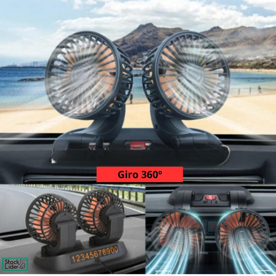 Ventilador doble 12V silencioso para coche