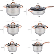 Batería de cocina 12 piezas inox inducción