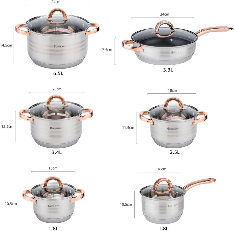 Batería de cocina 12 piezas inox inducción