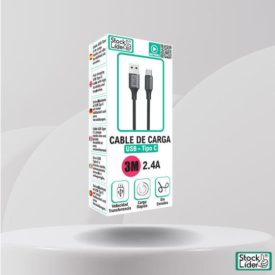 Cable USB Tipo C 3M resistente y rápido