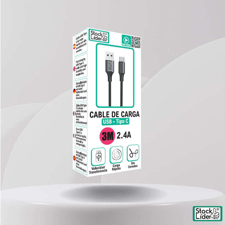 Cable USB Tipo C 3M resistente y rápido
