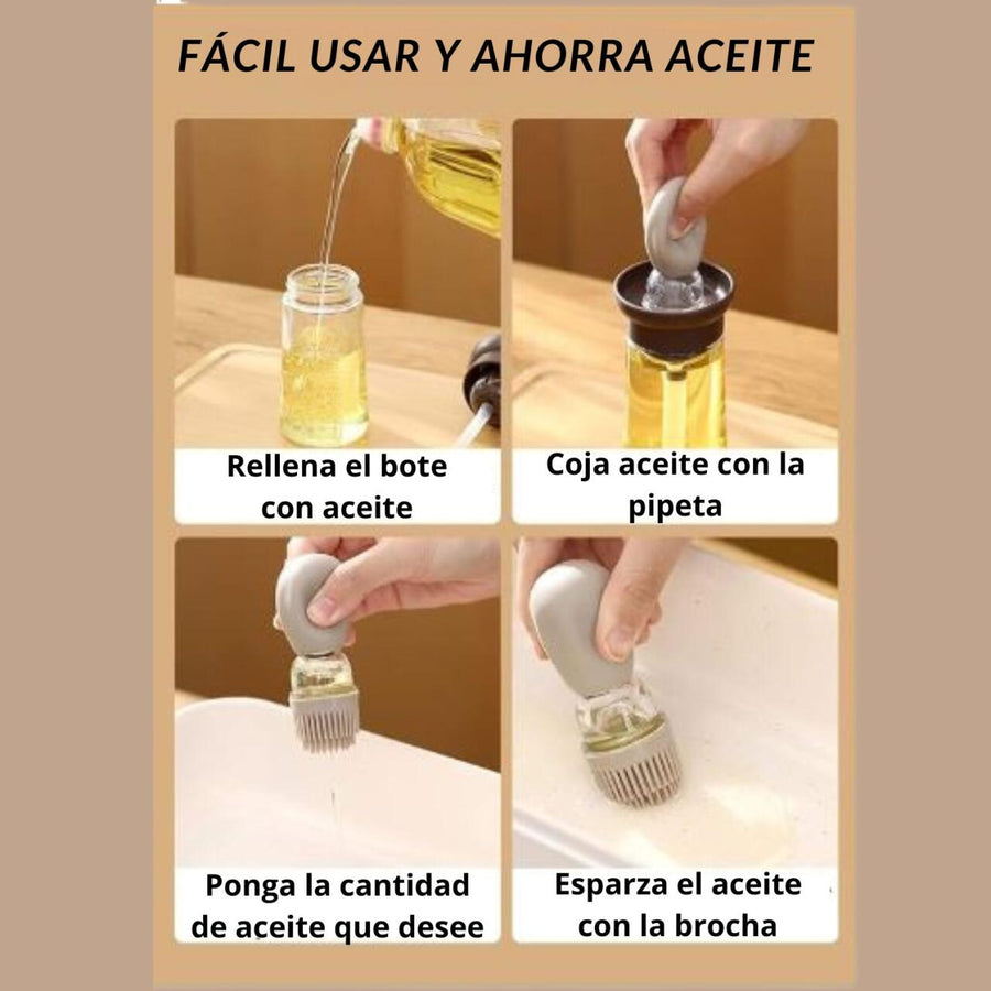 Bote aceite con brocha para cocina