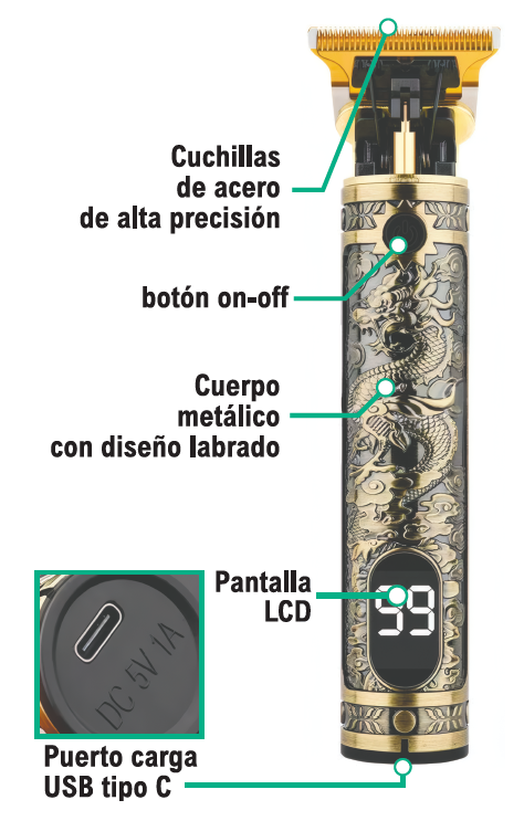 Maquinilla cortapelo con pantalla LCD
