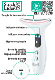 Masajeador facial con luz LED y vibración