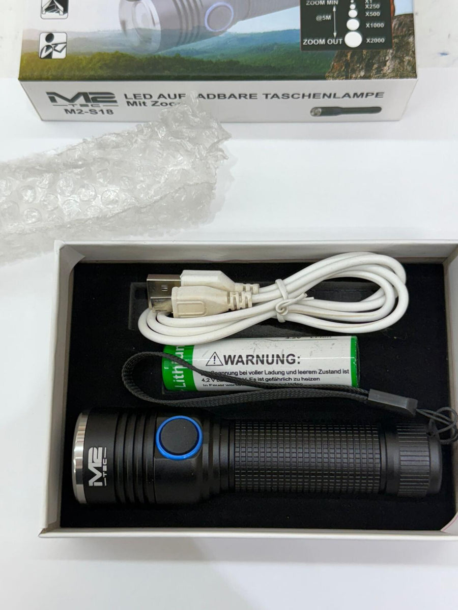 Linterna recargable USB M2-S18 con zoom
