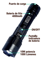 Linterna potente LED recargable USB-C