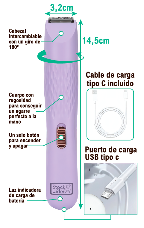 Depiladora multicabezal 3 en 1 recargable