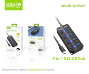 Hub USB 4 en 1 con interruptores