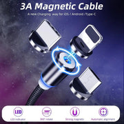 Cable USB con luz imán 3 en 1
