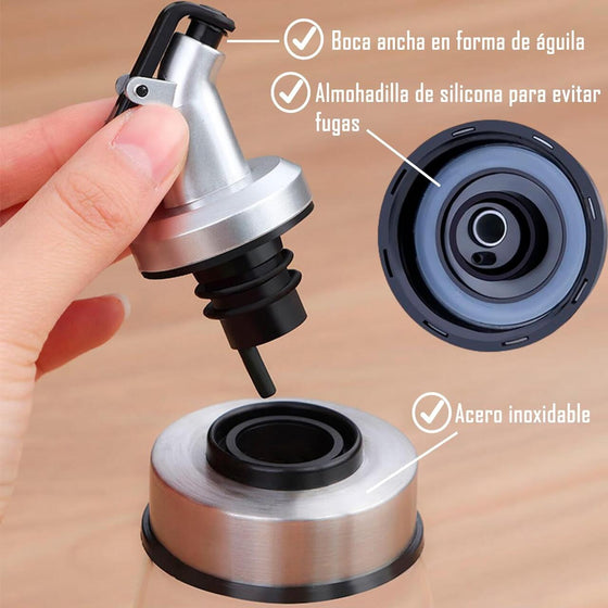 Dispensador de aceite antigoteo de vidrio
