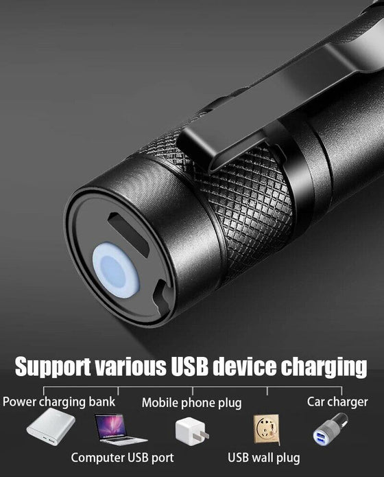 Linterna recargable LED USB compacta