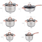 Batería de cocina 12 piezas inducción rosa