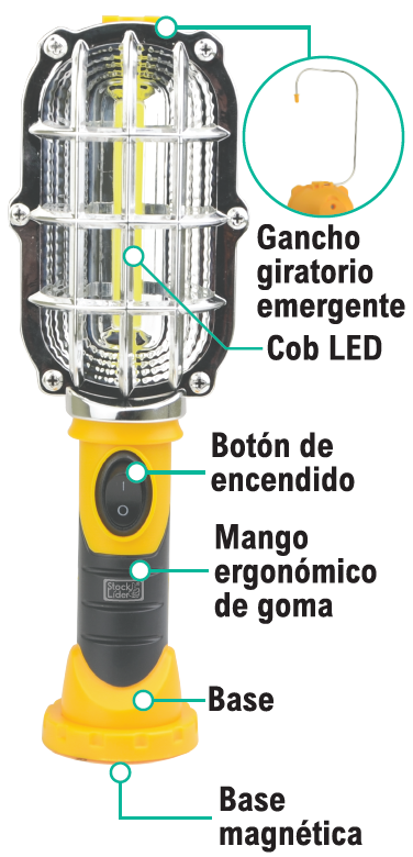 Lámpara de trabajo LED COB con imán