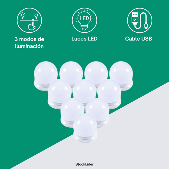 Tira de bombillas LED para espejo USB
