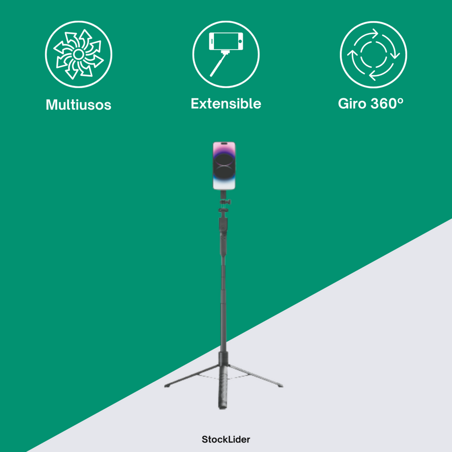 Palo selfie trípode con mando 360°