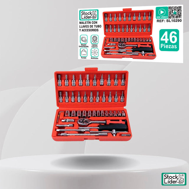 Maletín llaves de tubo y accesorios 46 pcs
