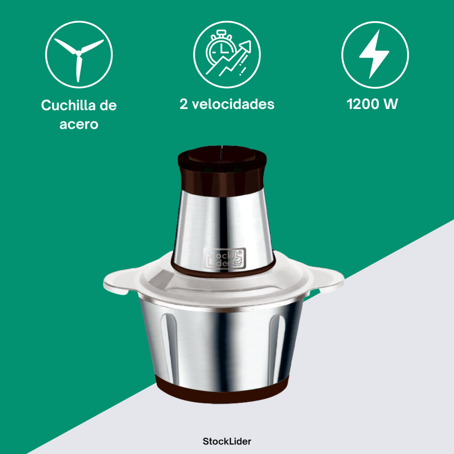 Picadora eléctrica 2L de acero inoxidable